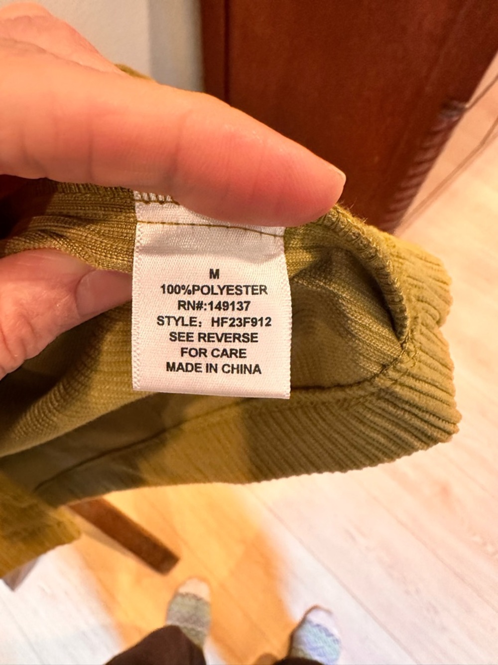 Pea Green Corduroy Button-Up Jacket - Picture 3 of 5